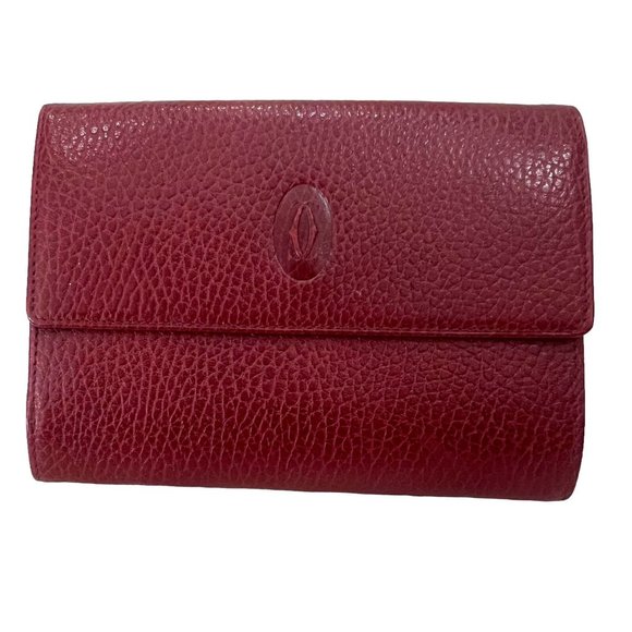 CARTIER Burgundy Leather & Double C Logo Wallet #1197
